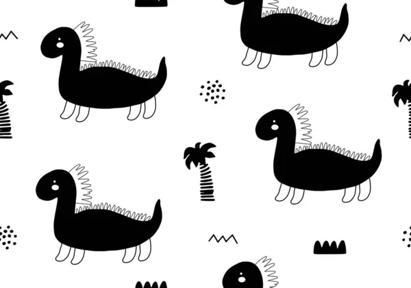 Padrão Bebê Com Dinossauro Fundo Animal Sem Costura Papel Digital —  Vetores de Stock