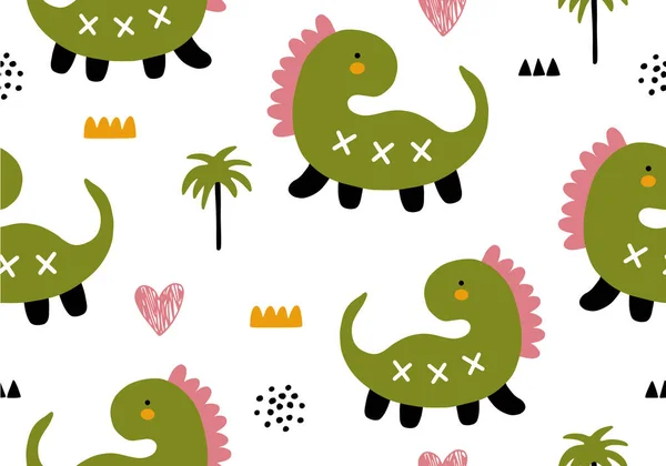 Baby Pattern Dinosaur Seamless Animal Background Vector Digital Paper — Stock Vector