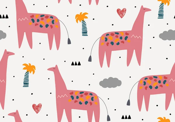Giraffe Pattern Background Tropical Animal Vector Digital Paper — Stock Vector