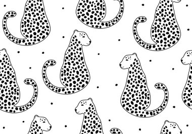 Bebek desenli leopar ya da çita, hayvan arkaplan. Vektör dijital kağıt