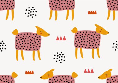 Koyunlarla hayvani desenler. Vektör arkaplanı