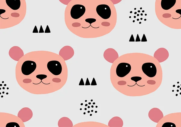 Modèle Sans Couture Avec Panda Arrière Tour Animal Pour Bébés — Image vectorielle