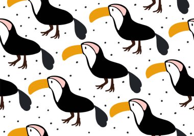 Papağanlı bebek geçmişi, kusursuz yaz hayvan desenli. Vektör dijital kağıt