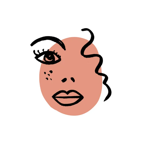 Ligne Continue Art Abstrait Visage Femme Illustration Vectorielle Portrair Fille — Image vectorielle