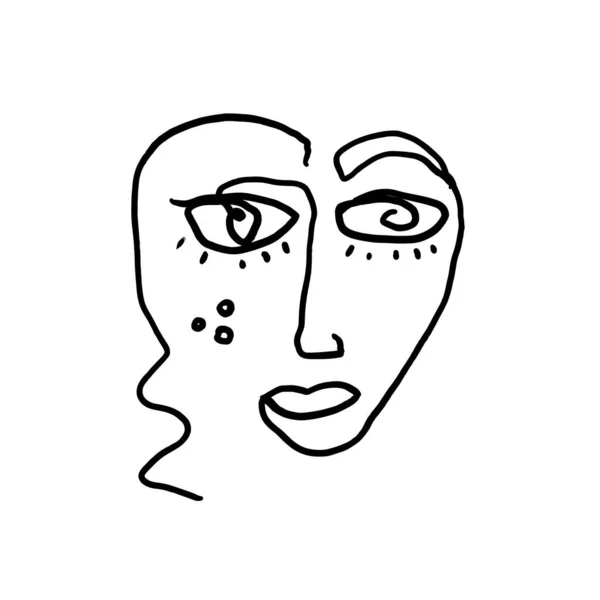 Continuous line art abstract woman face. Contemporary girl portrair vector illustration