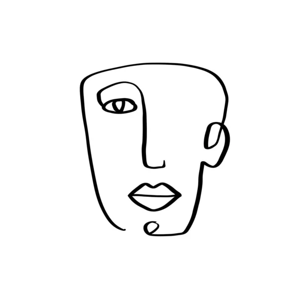 Aralıksız Çizgiler Soyut Kadın Yüzü Çağdaş Kız Portresi Vektör Çizimi — Stok Vektör