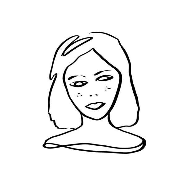 Συνεχής Γραμμή Τέχνη Αφηρημένη Γυναίκα Πρόσωπο Σύγχρονη Εικονογράφηση Διάνυσμα Κορίτσι — Διανυσματικό Αρχείο