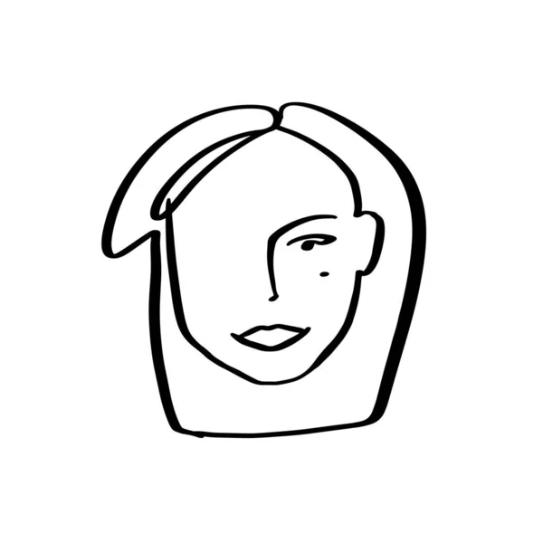 Continuous line art abstract woman face. Contemporary girl portrair vector illustration