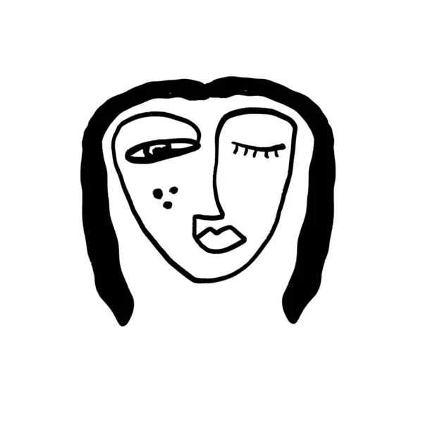 Continue Lijn Kunst Abstracte Vrouw Gezicht Hedendaagse Meisje Portret Vector — Stockvector