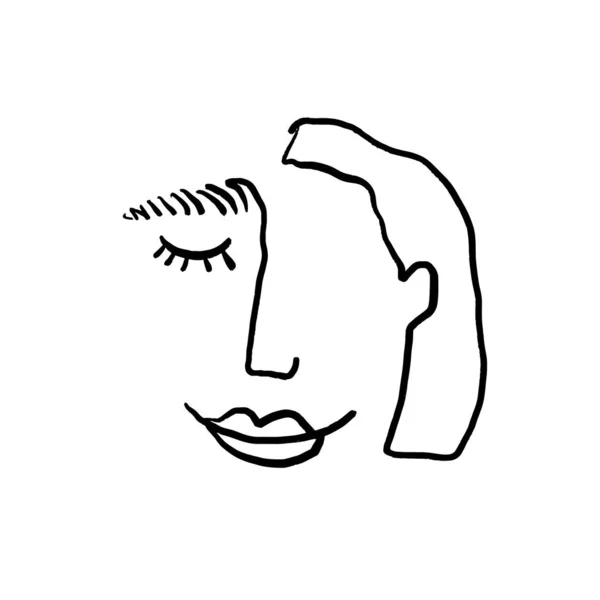 連続ラインアート抽象的な女性の顔 現代の女の子の肖像ベクトルイラスト — ストックベクタ