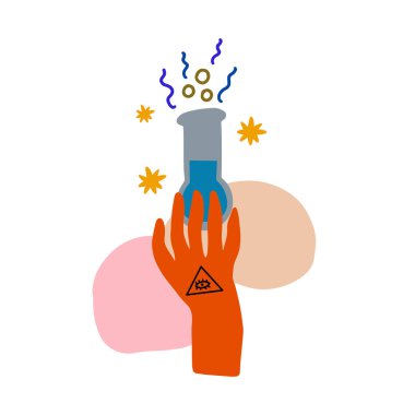 El ve gladd tüplü soyut illüstrasyon. Modern vektör sanatı