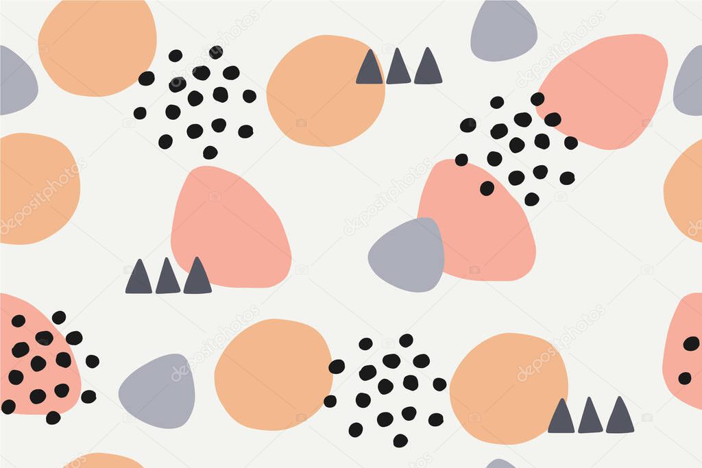 Abstract pattern with different shapes and forms. Seamless vector background