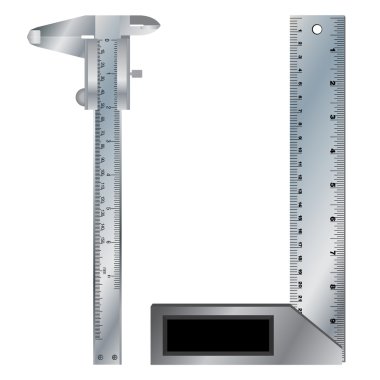  Beyaz arka plan üzerinde izole açı ve Vernier Kaliper aracı.