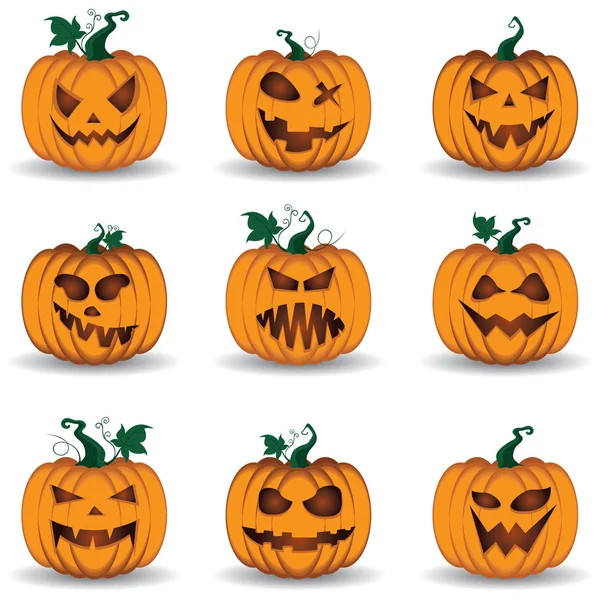 Halloween Pumpkin ustawiona na białym tle. — Wektor stockowy
