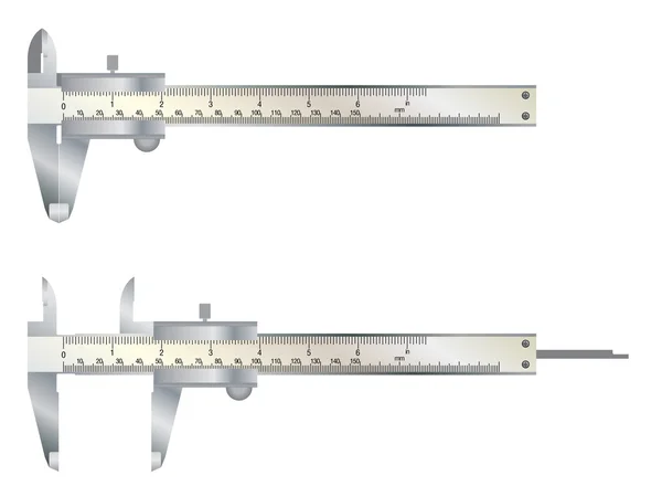 Ferramenta de paquímetro vernier isolado em fundo branco . — Vetor de Stock