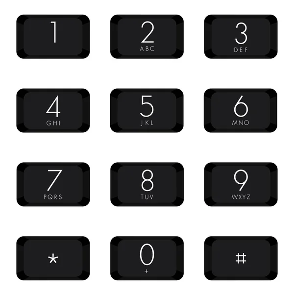 Numeric keypad of black color design on white background. — Stock Vector
