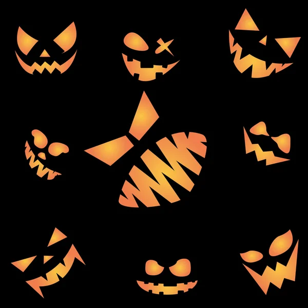Scary face of Happy Halloween on black night sky. — Stockový vektor