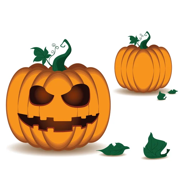 Pumpkin scary face of Happy Halloween on white background. — Stockový vektor