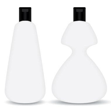 Beyaz arka plan üzerinde izole beyaz plastik şişe ambalaj.