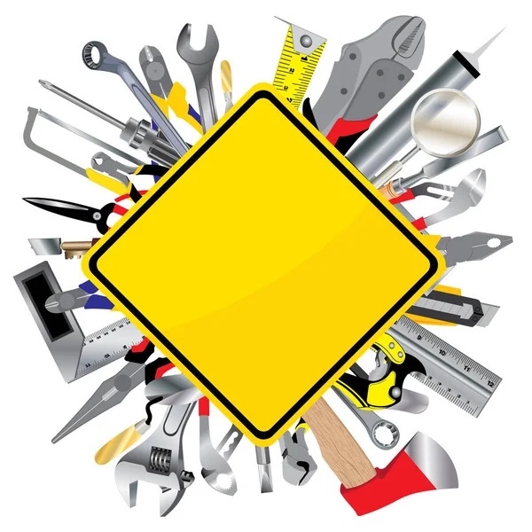 Κατασκευή εργαλείο σχεδιασμού κίτρινο τετράγωνο σημάδι που απομονώνονται σε λευκό φόντο. — Διανυσματικό Αρχείο