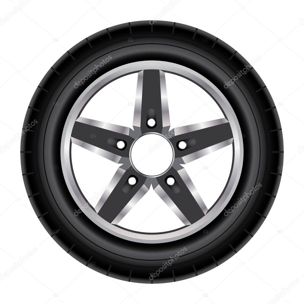 Tire and Wheel. Car Wheel isolated on white background.