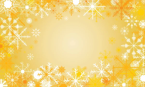 Zimní dovolená na zlaté obloze na pozadí. Sníh v zimě kartu. — Stockový vektor