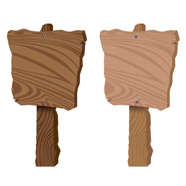 Cartel de madera marrón aislado sobre fondo blanco. Señal de tráfico en conjunto de diseño de madera . — Vector de stock
