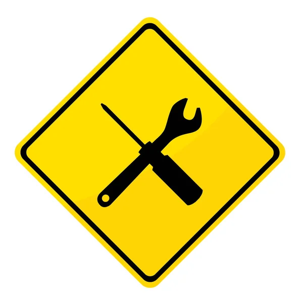 Llave con destornillador de diseño icono signo amarillo aislado sobre fondo blanco . — Vector de stock