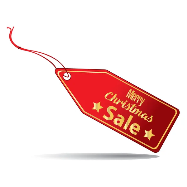 Feliz Navidad venta y tarjeta de regalo roja aislada sobre fondo blanco . — Vector de stock