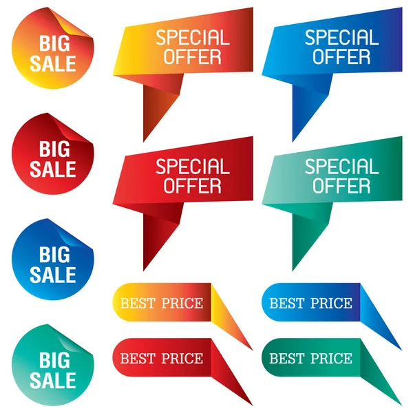 Tab Banner with discount price isolated on background. — Stock Vector