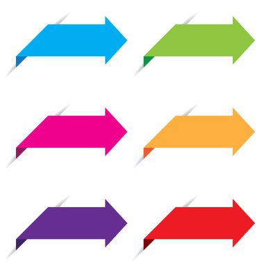 Renkli ok ve beyaz arka plan üzerinde izole Origami şablon kümesi.