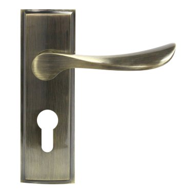 Bronz renk beyaz arka plan açık görünüm izole kapı kolu.