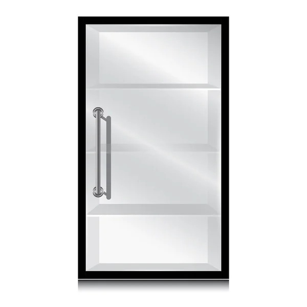 Schwarzer Schrank und Glastür mit Türgriff auf weißem Hintergrund. — Stockvektor