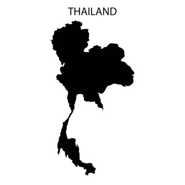 Beyaz arka planda siyah tasarım Tayland Haritası.