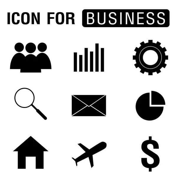 Business icon set in black design isolated on white background. — Stock Vector