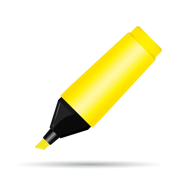 Stylo surligneur jaune isolé sur fond blanc . — Image vectorielle