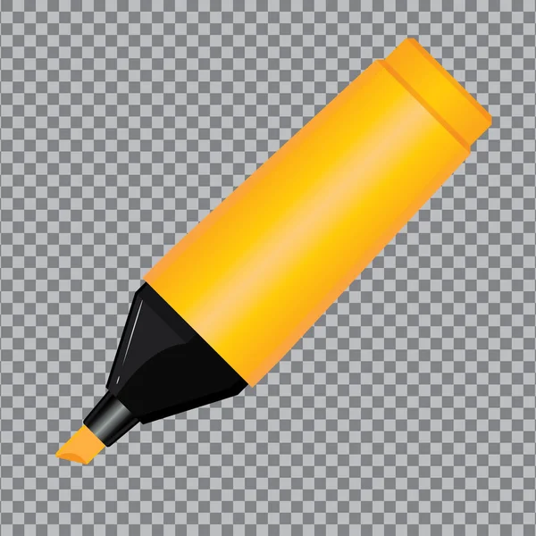 Orange Highlighter Pen на прозрачном фоне . — стоковый вектор
