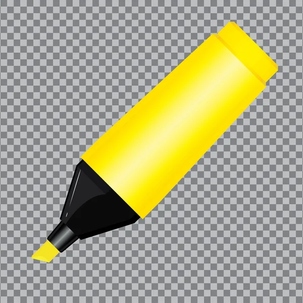 Желтый маркер ручка изолированы на прозрачном фоне . — стоковый вектор