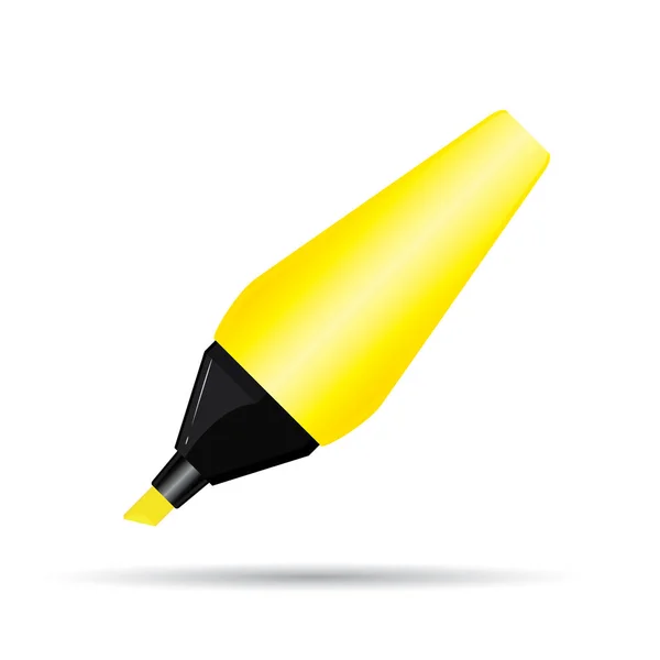 Conception de stylo surligneur jaune sur fond blanc . — Image vectorielle