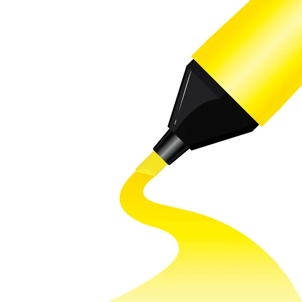 Жовта ручка Highlighter для білого паперу . — стоковий вектор