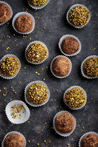 Delicious homemade natural candies from dried fruits, nuts and cocoa