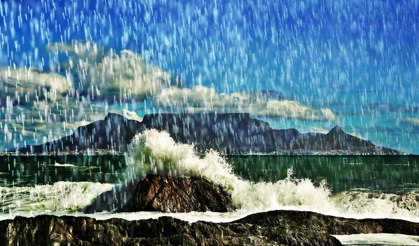 Landschap Met Kaaps Stedelijk Tafelberg — Stockfoto