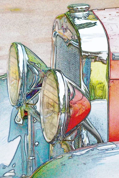 Süslü, kırmızı, eski bir kronometre kapısının önünde.