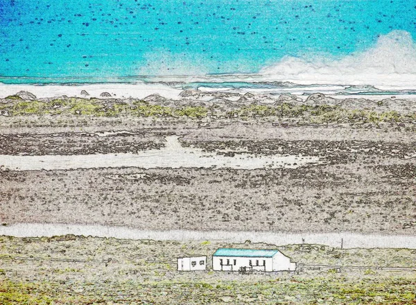 Güney Afrika Namaqualand Bir Çiftlik Evi Olan Manzara — Stok fotoğraf