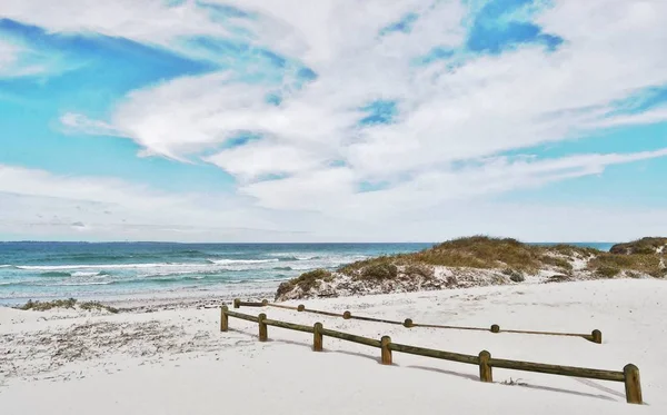 Landschap Met Witte Duinen Blauwe Hemel — Stockfoto