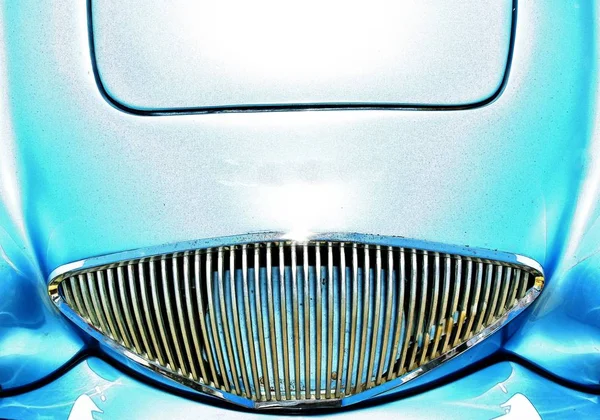 Close up of a classic car hood