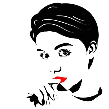 güzel makyaj ile genç kız siluet vektör