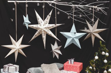 Mavi ve gümüş Noel yıldız dekorasyon