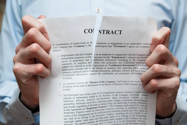 Angry Businessman Tearing Document Contract Agreement — Stock Photo, Image