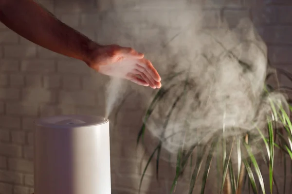 Humidifier spreading steam into the living room — Stock Photo, Image